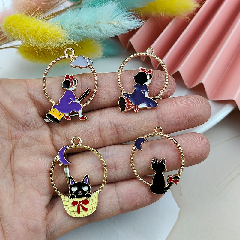 10pcs 22x30mm Cartoon Enamel Witch Charms Pendants for Jewelry Making Women  Cute Drop Earrings Necklaces DIY Crafts Accessories