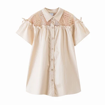 

lace chiffon shirt style dress age for 6 - 16 yrs teenage girls loose dress 2020 new summer children clothes big girls frocks