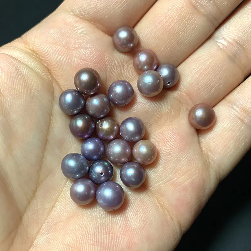 

Fine AAAA Japanese Purple AK Freshwater Pearl Half Hole Beads For Jewelry Making Diy Women Earrings Necklace 8mm