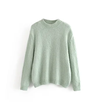 

Autumn 2019 Women's Wear New Basic Loose Round Neck Suit Long Sleeve Sweater Knitted Sweater