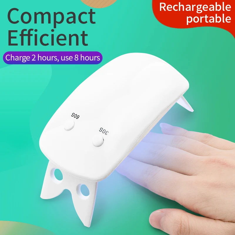 Máquina de Secador de Unhas sem Fio 6w Branco Mini Lâmpada Portátil Unha Ferramenta Arte Cabo Usb Único Dedo Recarregável uv Led