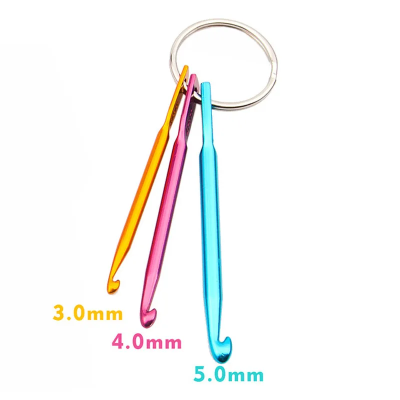 

3size in 1 Set Keychain Hooks Needles DIY Crafts Knitting Needles Mini Aluminum Crochet Hook Weave Yarn Sewing Accessories