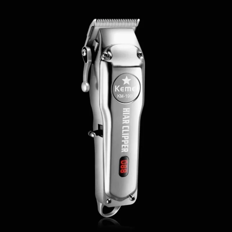  Kemei All Metal Professional Electric Hair Clipper Rechargeable Hair Trimmer Haircut Machine Kit KM
