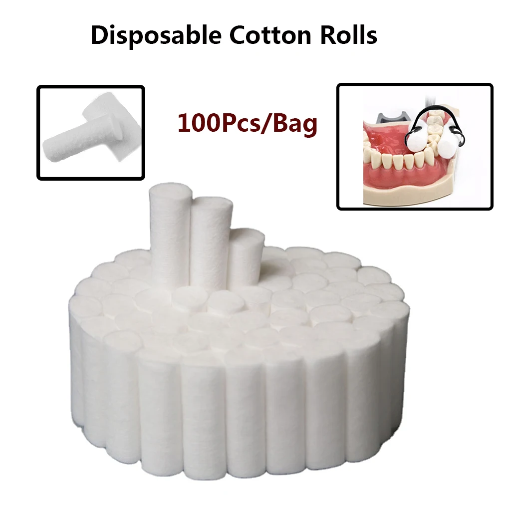 Cesoon 100Pcs Dental Disposable Medical Surgical Cotton Rolls Tooth Gem