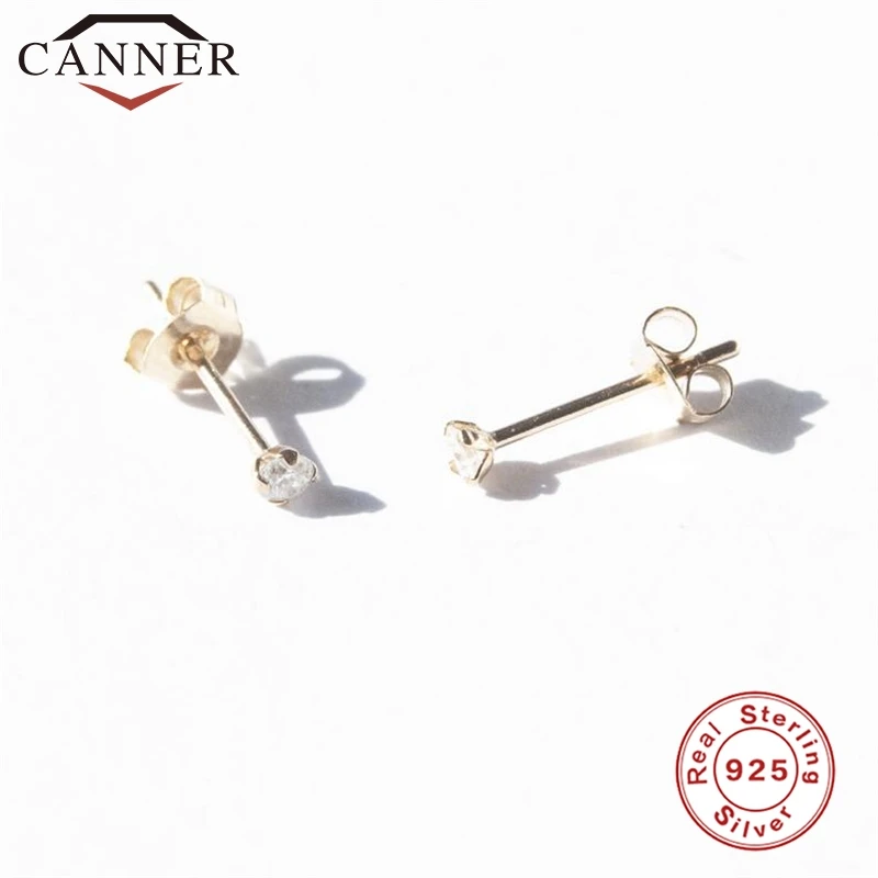 

925 Sterling Silver Mini Zircon Stud Earrings for Women Fashion Earrings 2019 Simple ins Gold Rose Gold Earrings Wholesale