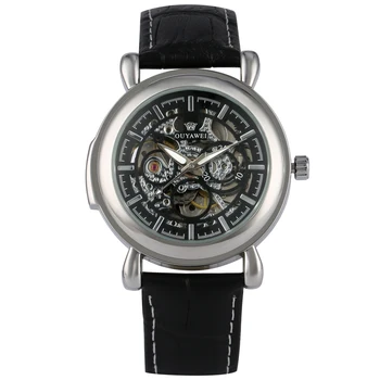 

Mechanical Automatic Watch Men Tourbillon Skeleton Design Clock Mens Self Winding Watchesl Black Leather Band Male Wristwatches