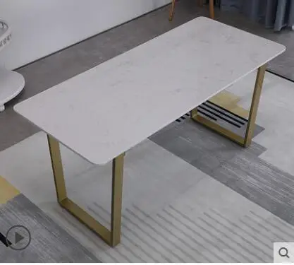 Современный минималистичный металлический футов скандинавский мраморный обеденный стол белый бытовой небольшой стул для квартиры комбинированный Прямоугольный Обеденный Стол - Цвет: 180x75x75cm