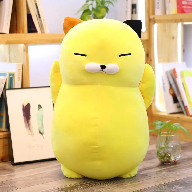 yellow 60CM Cute Sleeping Cat Plush Pillow Soft Squint Fat Cat Plush Long Pillow Children Girls Birthday Christmas Gift - Цвет: yellow