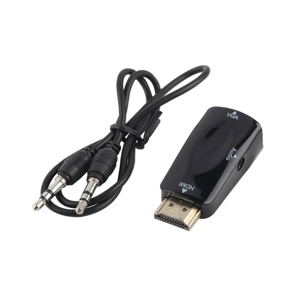 HDMI штекер вставной конвертер для VGA коробка адаптер с аудио кабель для ПК HDTV+ 3,5 мм аудиокабель AV для ПК