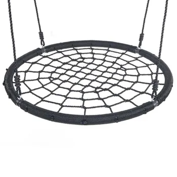 

Easy to assemble Comfortable and safe for kids 40" Spider Web Swing Nylon Rope Swivel Tree Net Assembled Black