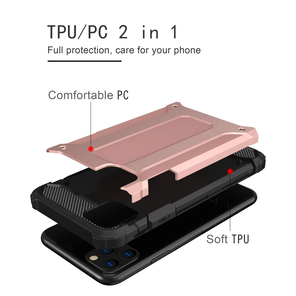 US $478.00 300pcs AntiFall Armor PCTPU Hybrid Hard Case For Apple Iphone 11 Pro Max Case Shockproof Rubber Cover For Iphone SE 2020 11pro