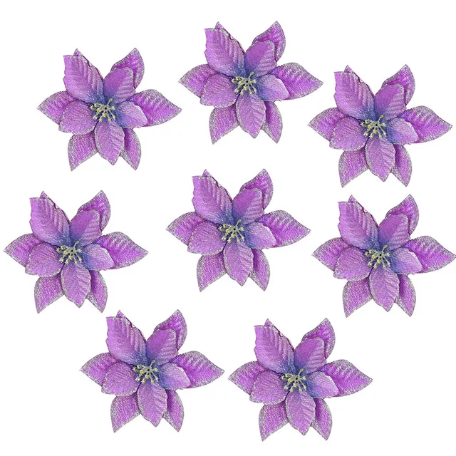 5/10Pcs 13cm Glitter Artificial Flowers For Christmas Tree Decoration DIY Christmas Ornaments Home Wedding Xmas Party Decoration F04