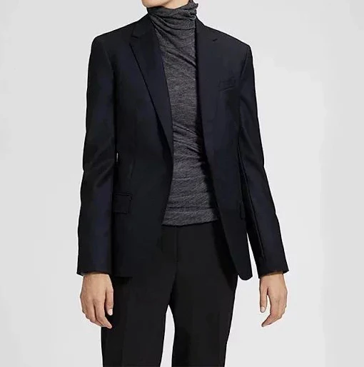 Navy Blue Coat Женский костюм осень и зима шерстяной однотонный костюм куртка+ брюки - Цвет: Navy Blue Coat