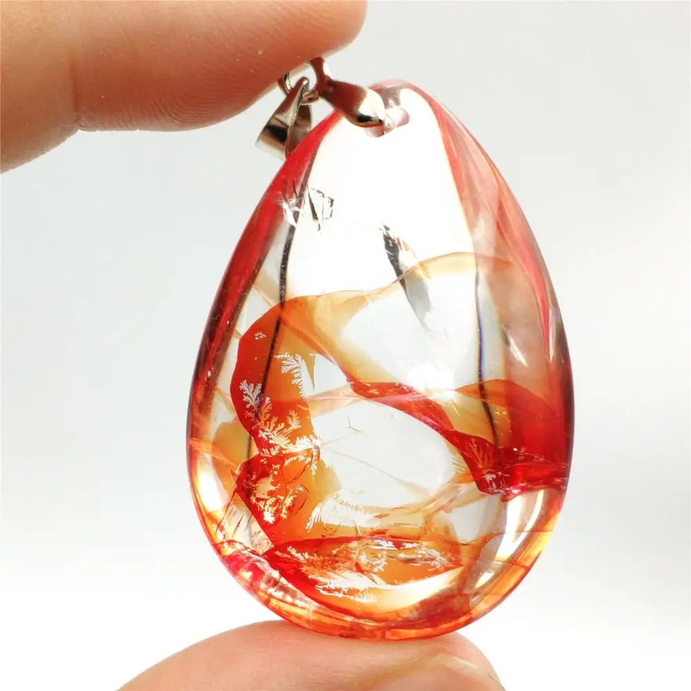

Natural Red Limonite Phantom Quartz Crystal Multi-inclusions Necklace Pendant 45x28x12mm Women Man Rare Fashion Reiki AAAAA