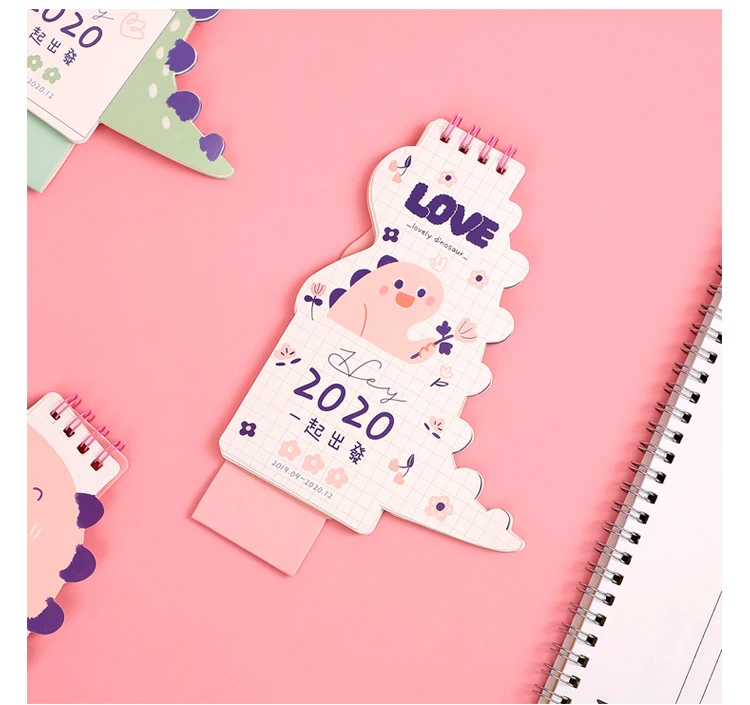 1pc agenda Lovely Dinosaur Mini Desk Calendar DIY Cartoon Portable Calendars Daily Schedule Planner