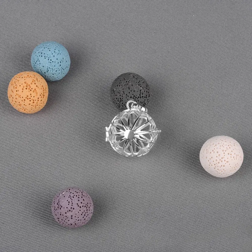 EUDORA 20 mm snowflake Round hollow cage Pendant fit Lava Balls or Chime ball Aromatherapy Essential Oil Diffuser Necklace H247 5