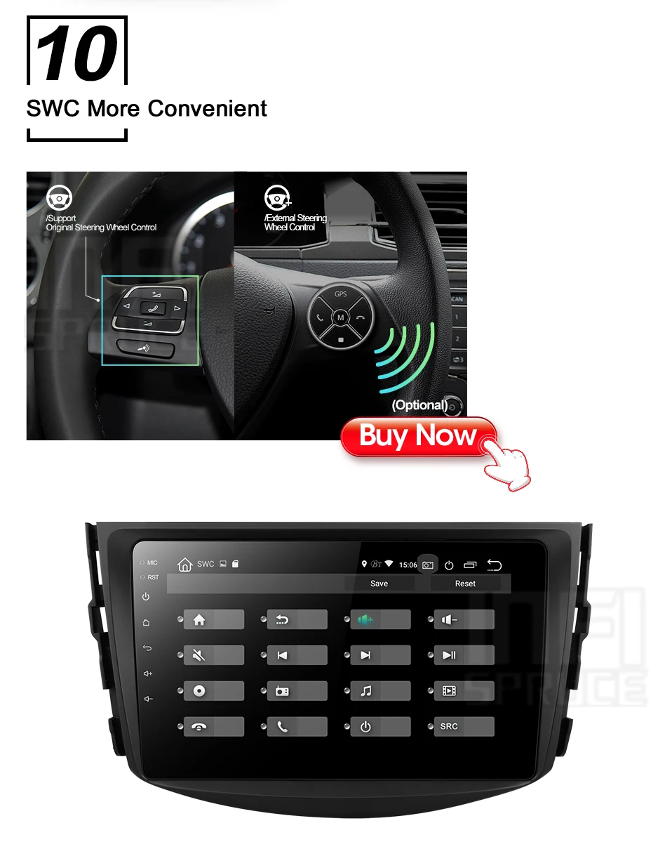 Discount Car DVD Player for toyota rav4 2007 2008 2009 2010 2011 Car GPS 4-core Android 9.0 Navigation Multimedia Radio Bluetooth 11