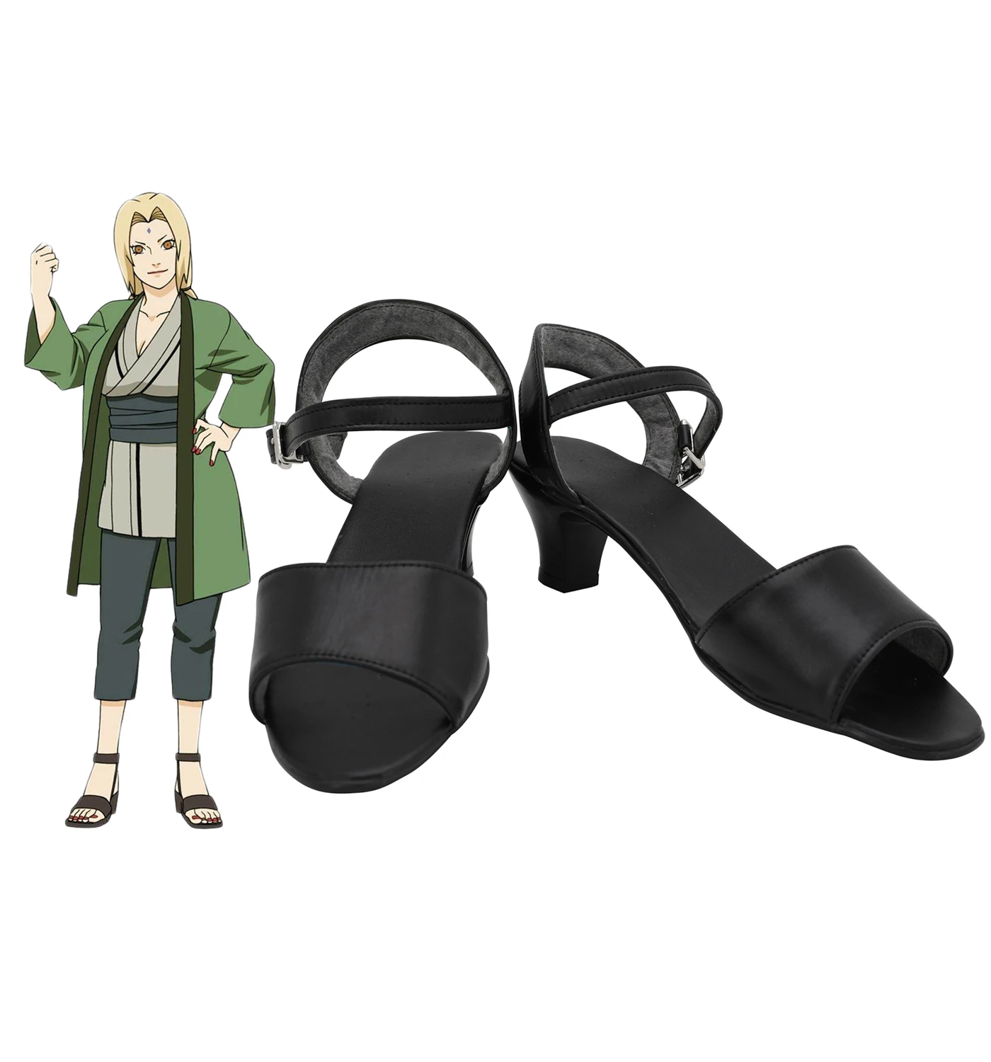 Tsunade Shoes Cosplay Anime Naruto Tsunade Cosplay Shoes High Heel Black Sandals Custom Made Shoes Aliexpress