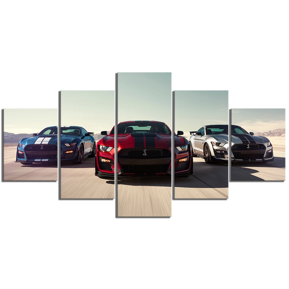 5 шт. HD роскошные автомобили фотографии печать Ford Mustang Shelby Gt500 плакат Холст
