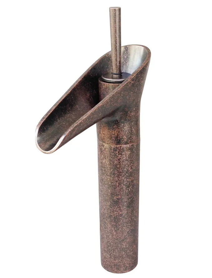 

Rome Red Antique Copper Brass Waterfall Style Bathroom Sink Basin Faucet Mixer Tap Single Hole One Handle mnn016