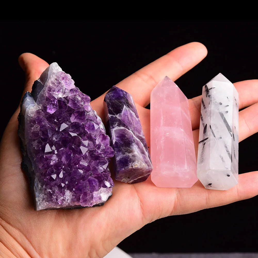 1set 100% Natural Crystal Point Mineral Ornament amethyst cluster Healing Wand Home Decoration Study Room Decoration DIY Gifts 1set 100% Natural Crystal Point Mineral Ornament amethyst cluster Healing Wand Home Decoration Study Room Decoration DIY Gifts