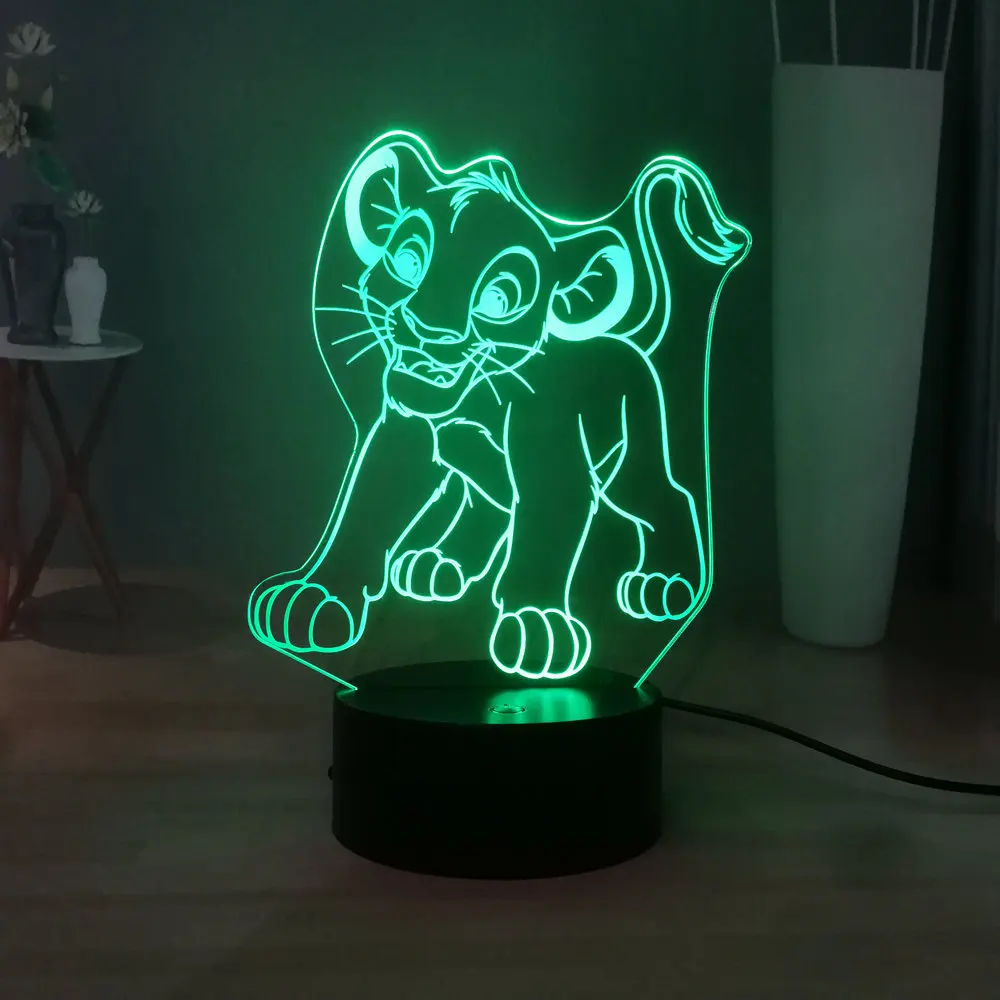 Светодиодный детский Ночной светильник Король Лев с usb подключением мультяшный