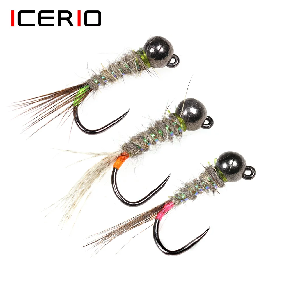 ICERIO 9PCS 12 14 16 Tungsten Bead Head Perdigon Jig Nymphs Fly