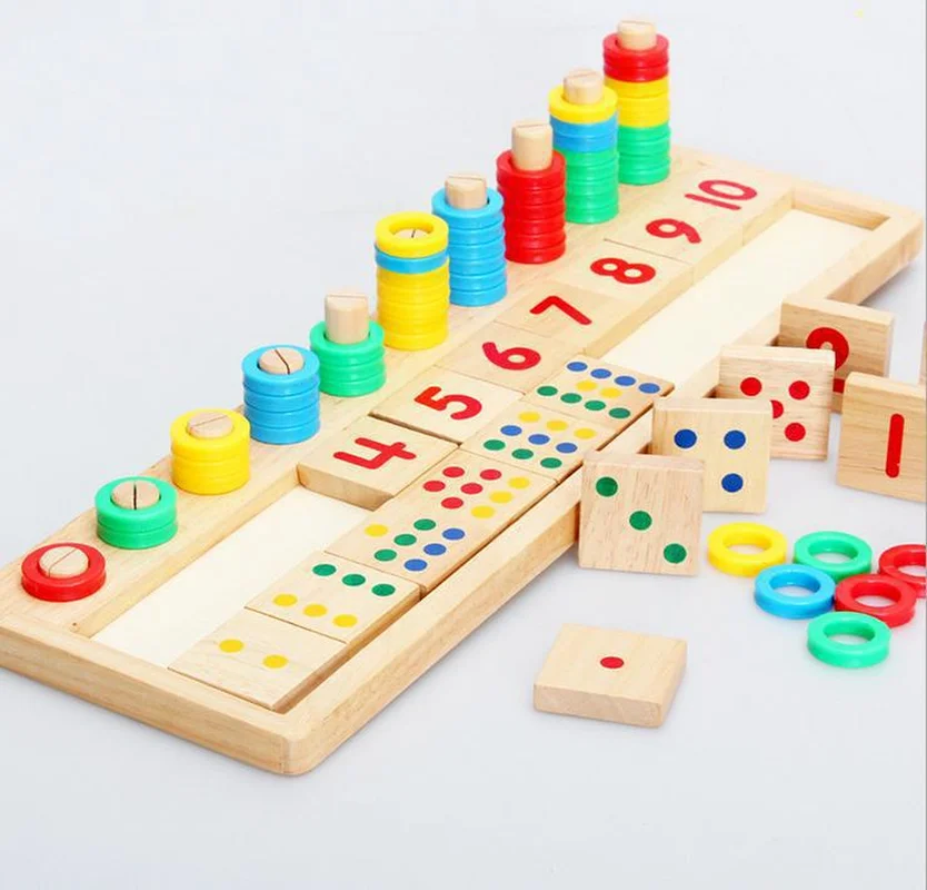  Children Wooden Montessori Materials Learning To Count Numbers Matching Digital Shape Match Early E - 4000232127400