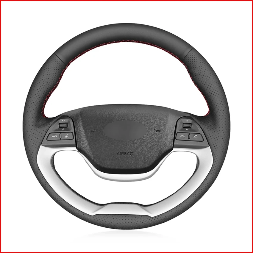 MEWANT Black Artificial Leather Car Steering Wheel Cover for Kia Morning 2011-2016 Picanto 2012 2013 2014 2015 |