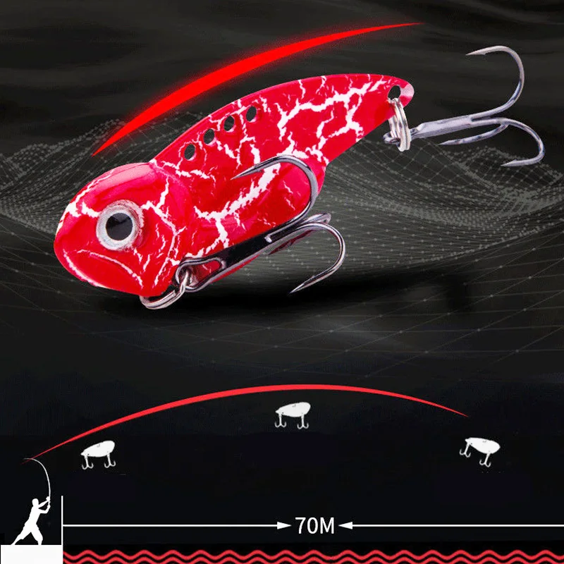 1Pcs 7g 10g 14g Metal VIB Blade Fishing Lure Sinking Spinner Spoon Balancer Wobbler Artificial Bait With Treble Hook Bass Tackle