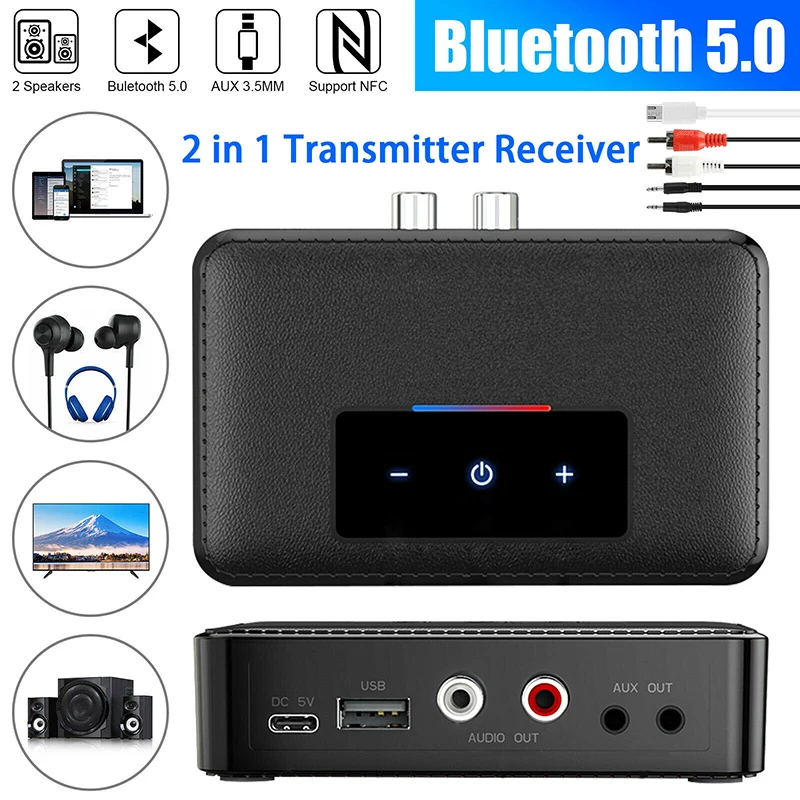 BT 5,0 Audio Receiver Transmitter 3,5mm AUX RCA USB Stereo Wireless ...