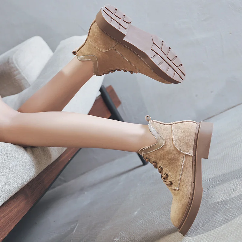 Women's boots New web celebrity lace-up ankle boots for the winter 2020 autumn season