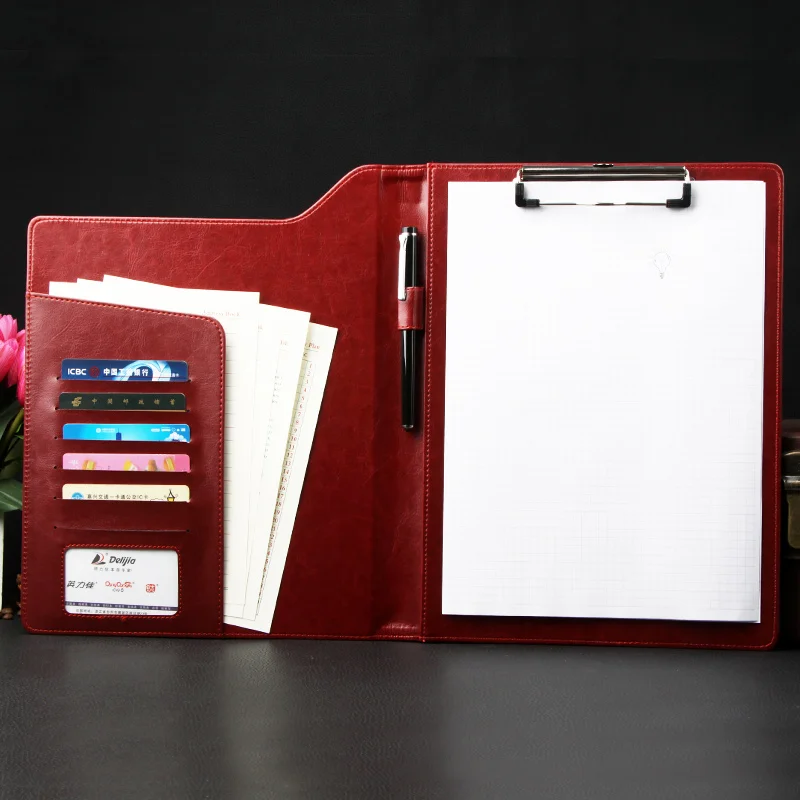 Fashion PU Leather Portable A4 Padfolio Portfolio Presentation File Folder Business Contracts Conference Folder Black Brown