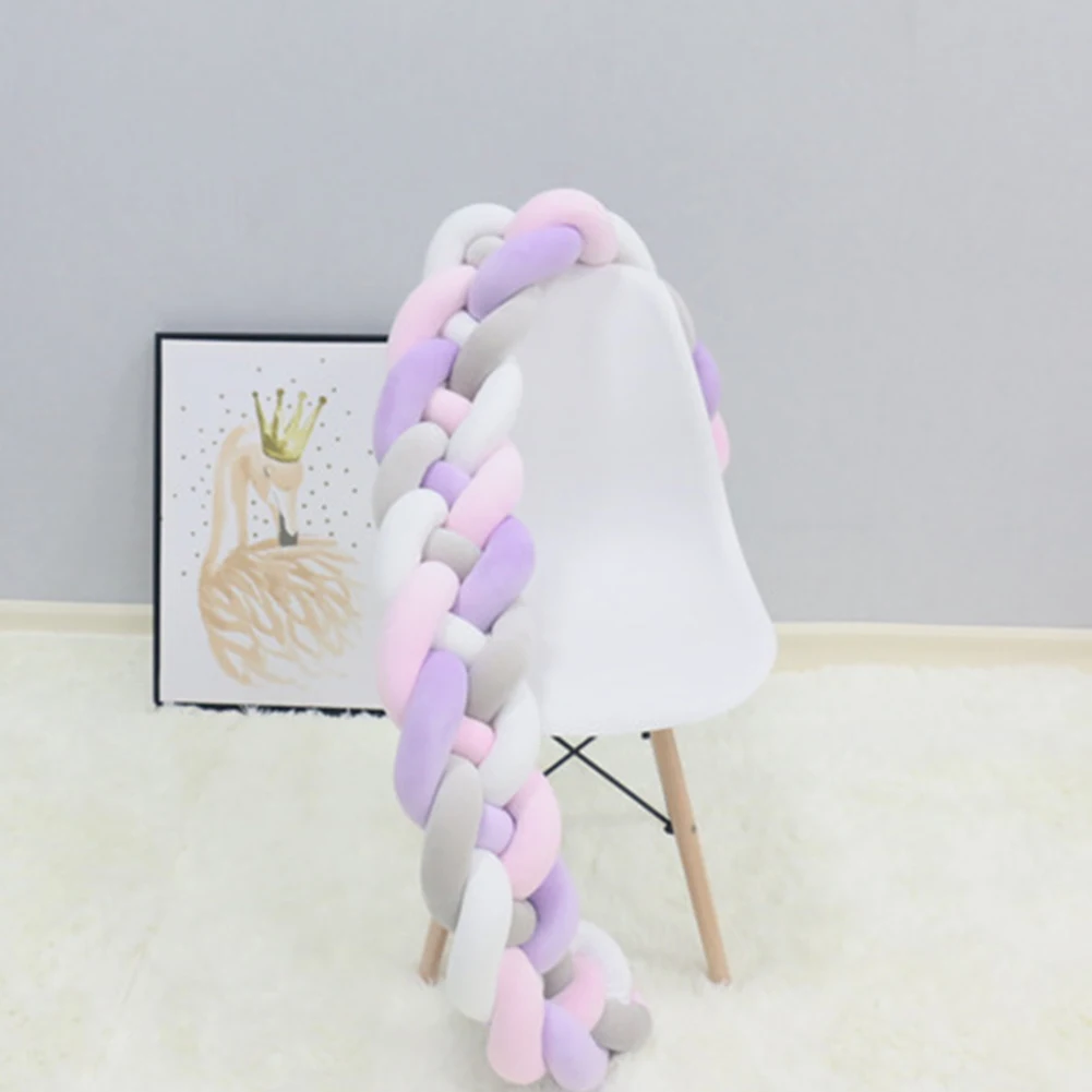 

1m 2m Knot Bed Bumper Cotton Cushion Decor Safety Twist Nursery Crib Protector Weaving Plush Knot Braided Anti-collision Baby