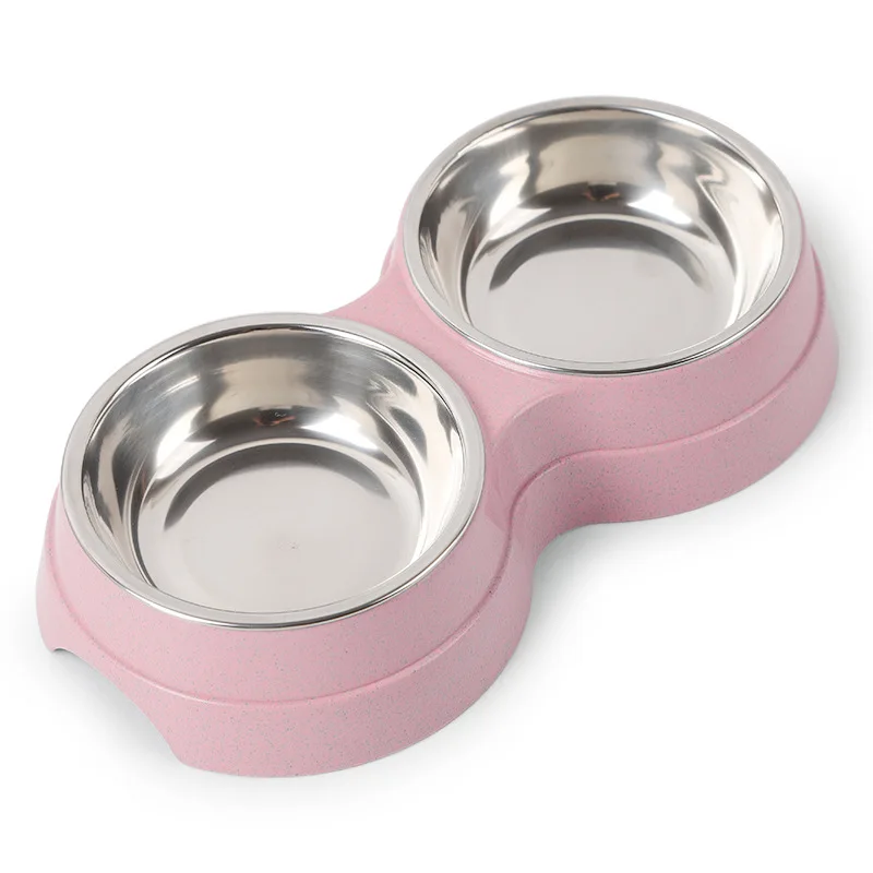 Dog Cat Protable Bowl of Stainless Steel Food Water Feeders Dishes Supplies Pet 