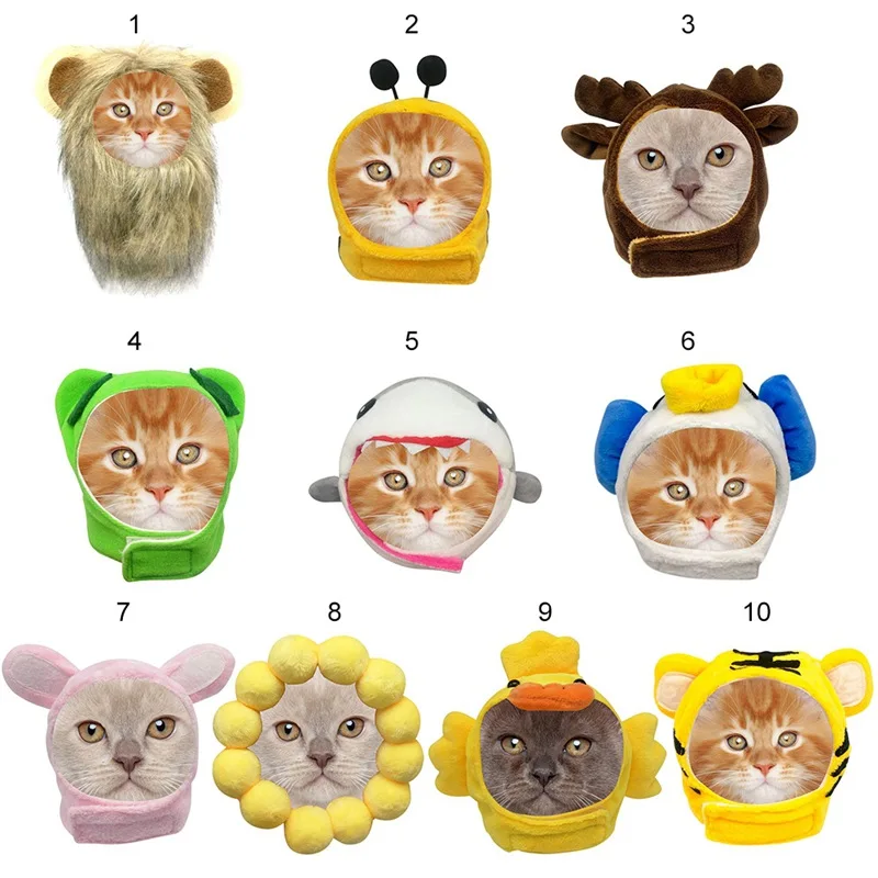 

Dogs Cats Cartoon Costumes Cute Animals Shapes Lovely Outfits Hat Cap Dog Headband Headwear for Bulldog Yorkie Teddy Cats ZA