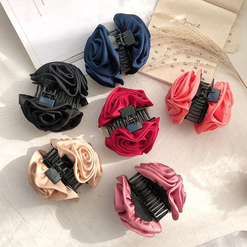 Navy Blue Black Pink Red Light Brown Floral Cloth Headwear Claw Hair Clip Plastic / Resin Hairpin Clamp Headwear Women 1pcs d14l25 rigid top line coupling aluminum alloy hole 3 4 5 6 6 36 7 8mm d18 l25cnc claw shaft motor coupling blue 3d printe