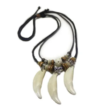 

Wolf teeth Necklace True Three teeth Indian Ethnic Jewelry Retro Personality Accessories