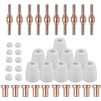 

Air Plasma Cutting Torch PT31 Consumables Kit 40 PCS Copper Extension Electrode and Nozzle Cutting Consumables