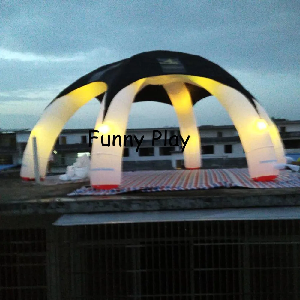 

Six legs led light inflatable spider tent with digital printing 6 Meters dia white blow-up gazebo dome advertising tents