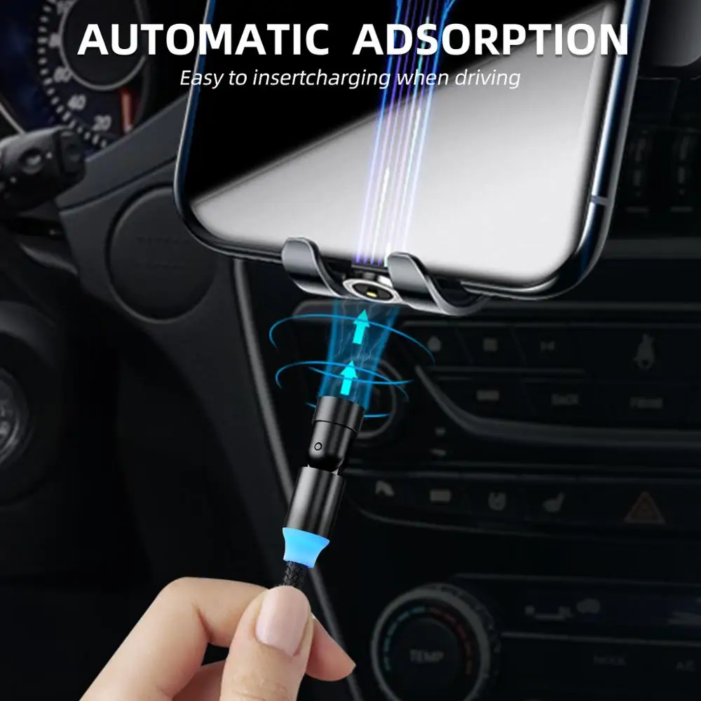 ANMONE Magnetic Charging 540 Degree Rotate Wire Usb Type-C 1m 2m 3 in 1 Charger Cord Magnetic Cable Type C Micro USB Cable ► Photo 3/6