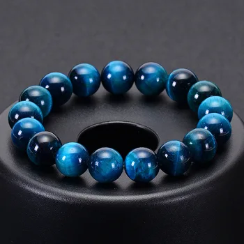 Minimalist 6mm 8mm 10mm Lake Blue Tiger eyes Beads Bracelet Men Natural Stone Braslet For Man Handmade Casual Jewelry Pulseras