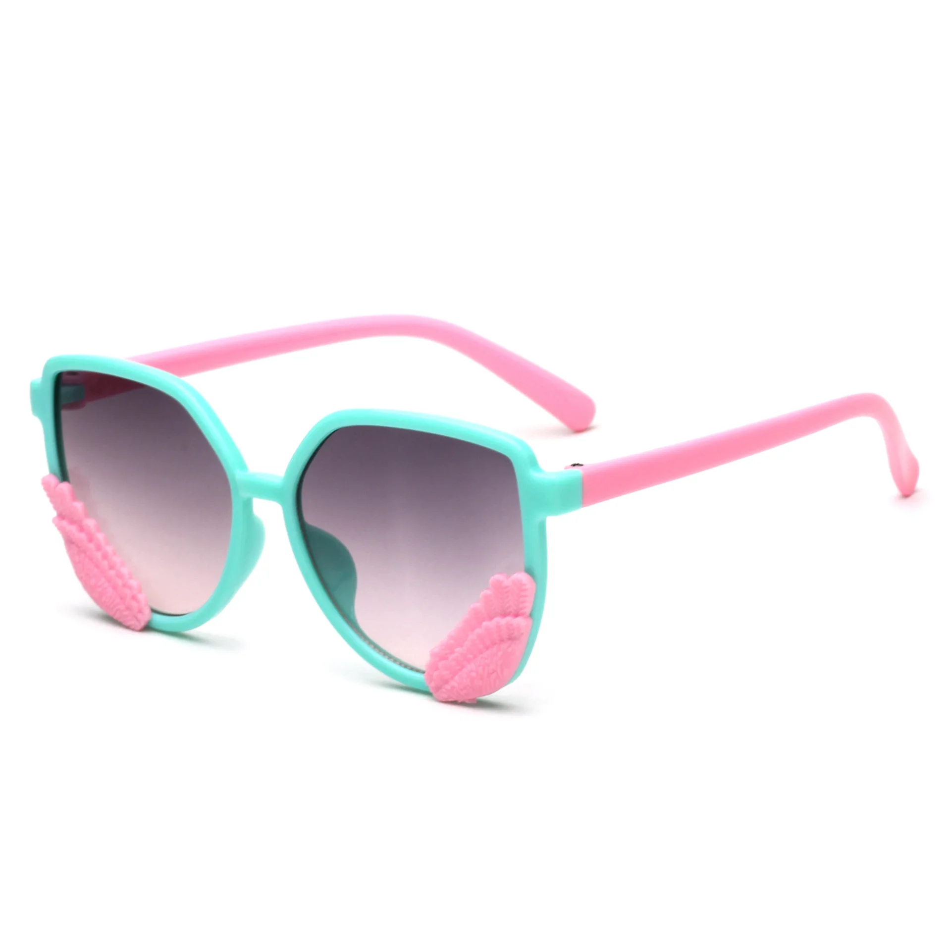 Корейская версия детских солнцезащитных очков новые невидимые солнечные очки с крыльями для мальчиков и девочек, Подиумные блестящие сценические солнцезащитные очки