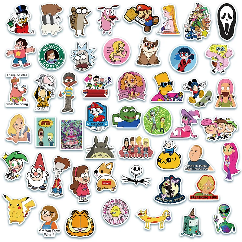 10/30/50 PCS Latest Cartoon Character Collection Graffiti Stickers Waterproof Suitcase Guitar Toy Decoration Stickers Wholesale