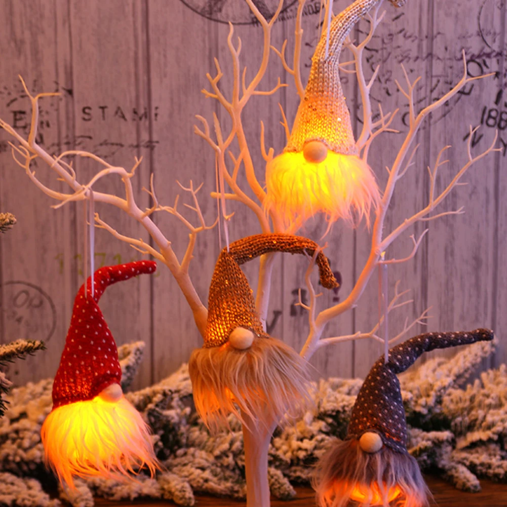 Рождественские огни, Рождественский эльф, подвесное украшение на елку, миниатюрные ночные светильники с подсветкой, праздничные украшения для дома