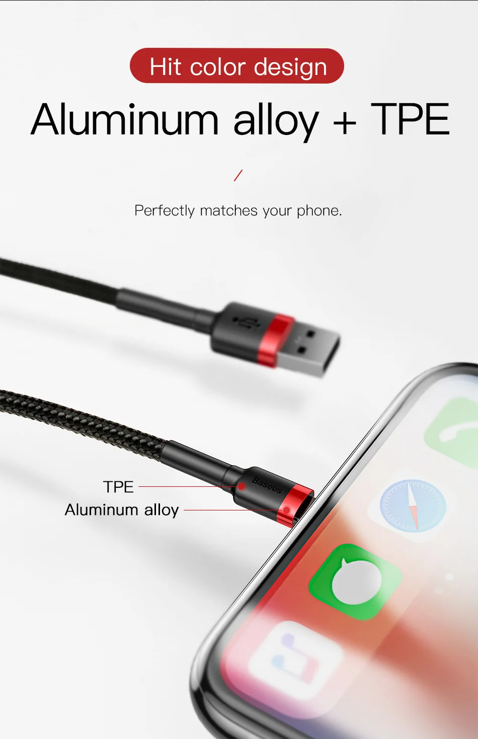 Baseus Освещение USB кабель для iPhone Xs Max Xr X S 2.4A кабель передачи данных для быстрой зарядки для iPhone 8 7 6 iPad мобильный телефон зарядное устройство Шнур
