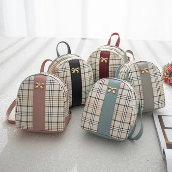 

Women's Fashion Small Shoulder Bag Plaid College Style Messenger Bag Mini Handbag Soft PU Leather Phone Bag