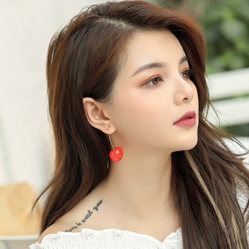 Xinwei/оптовая продажа летние серьги с вишенкой для девочек женские темпераментные