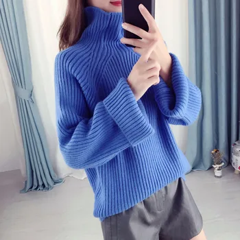 

Sweater Female Autumn And Winter Korean-style 2019 New Style Net Red Bell Sleeve Turtle-Neck Pullover Solid Color Versatile Knit