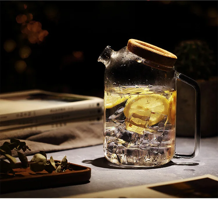 Creative Cork Cold Water Pot Heat-Resistant High-temperature Resistant Thick Transparent Glass Cold Water Pot Large Capacity Jui